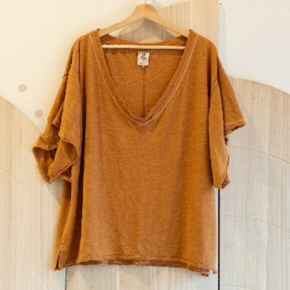 We The Free | Burnt Orange V-Neck Tee - Picture 1 of 3